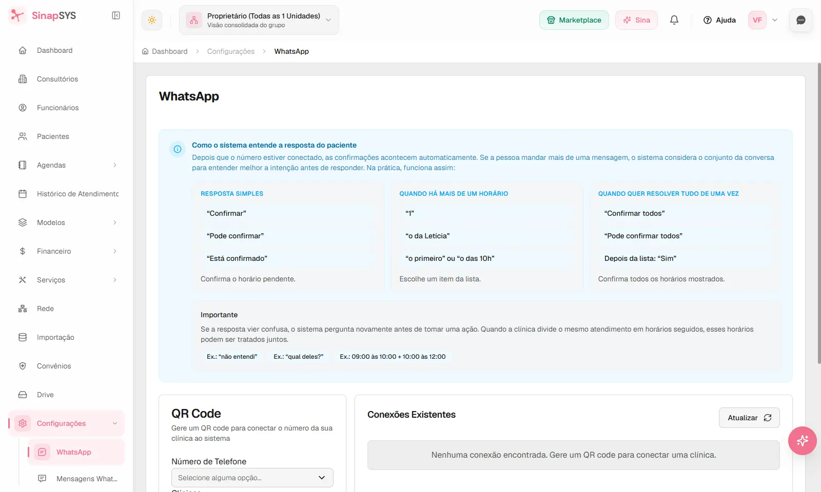 Comunicação por WhatsApp no SinapSYS